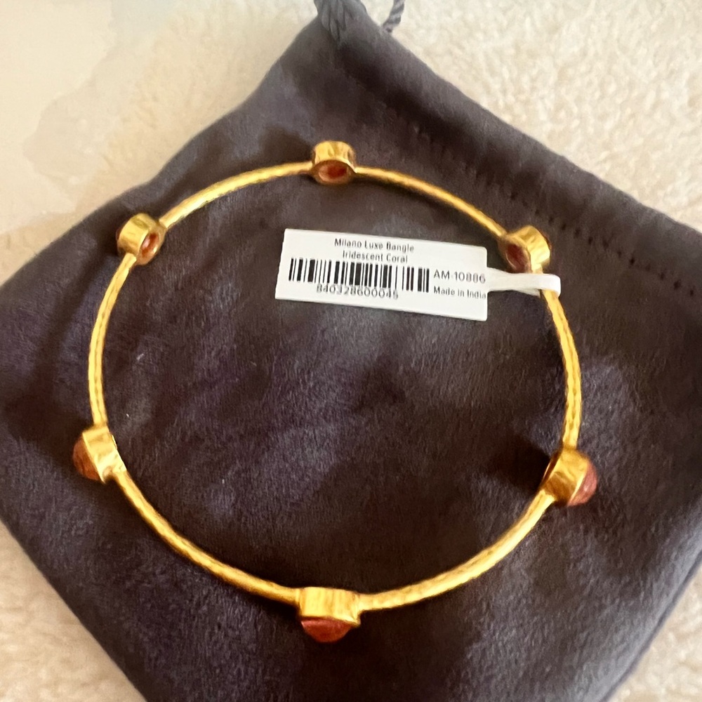Julie Vos Gold Bangle with Coral Accents